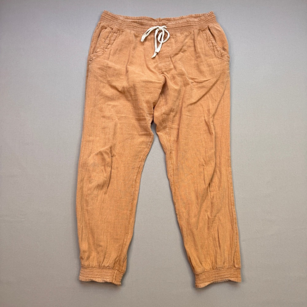 Rip Curl Womens Classic Surf Beach Pants Ginger Orange Textured Gauze Joggers L
